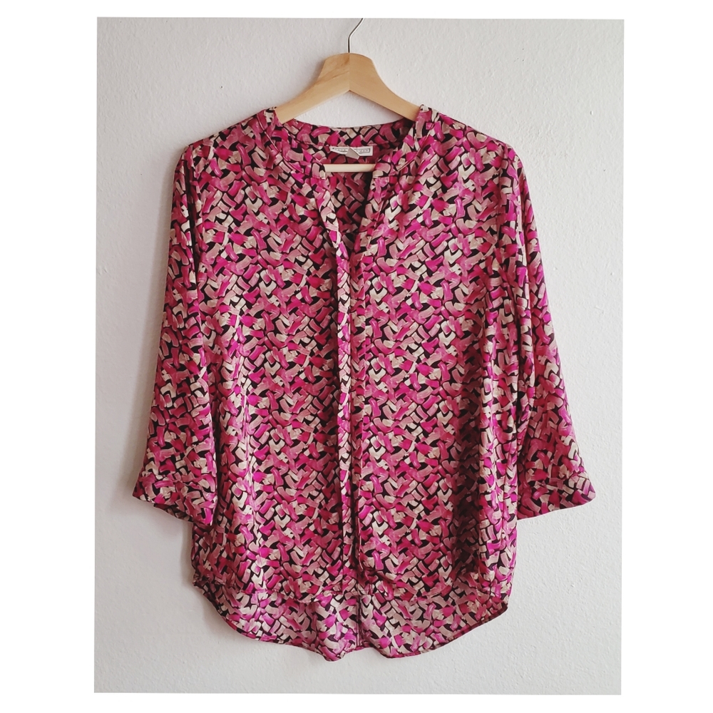 Dana Buchman Top Abstract Print Fuchsia Sz M